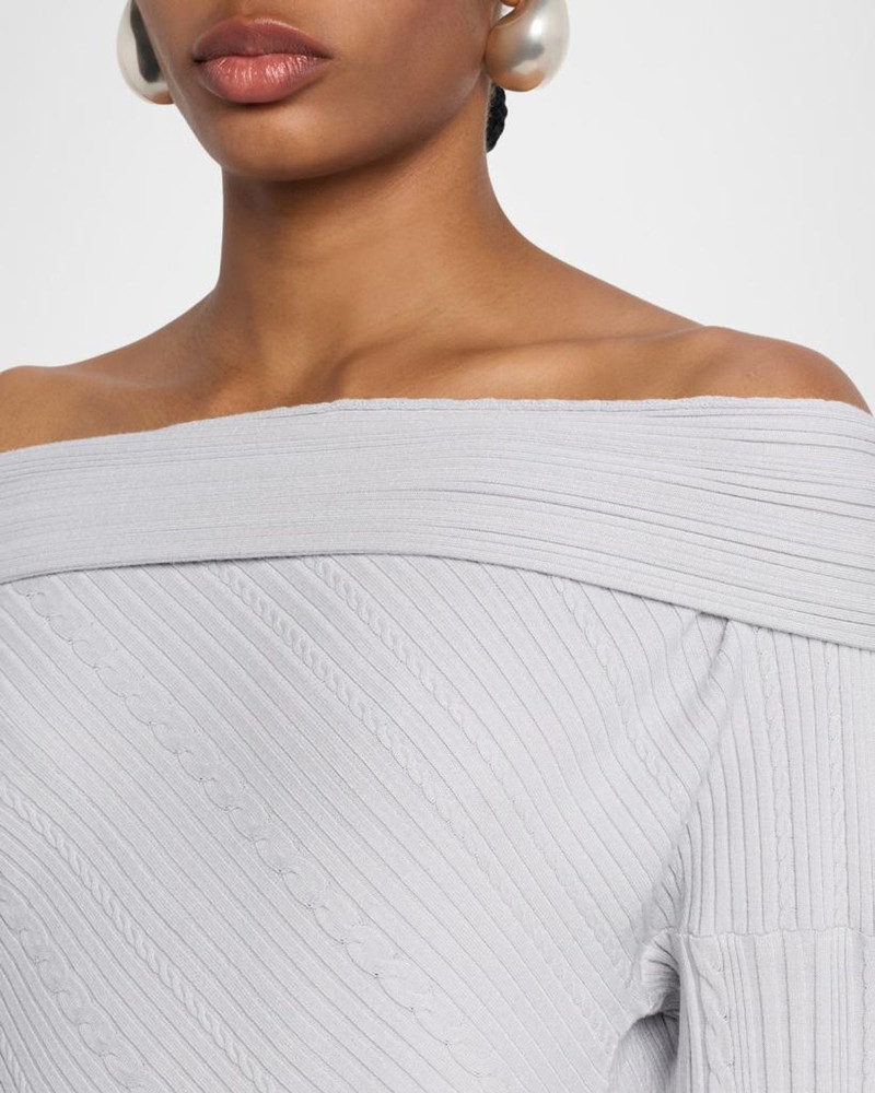 Eboni Cable-Knit Off-The-Shoulder Sweater 5