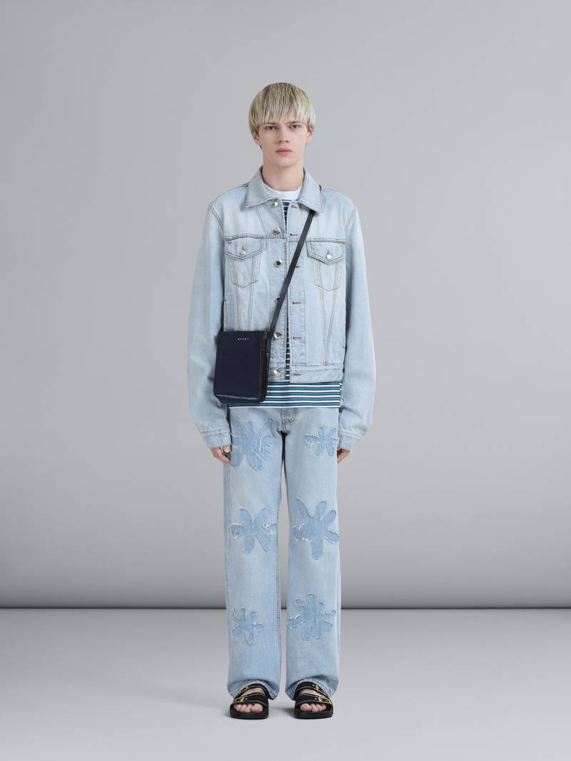 Marni MUSEO SOFT SMALL BAG IN BLUE AND BLACK SHINY LEATHER outlook