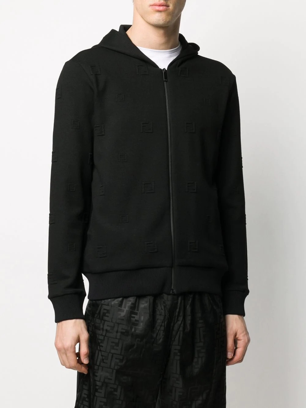 FF embroidery zip-up hoodie - 3