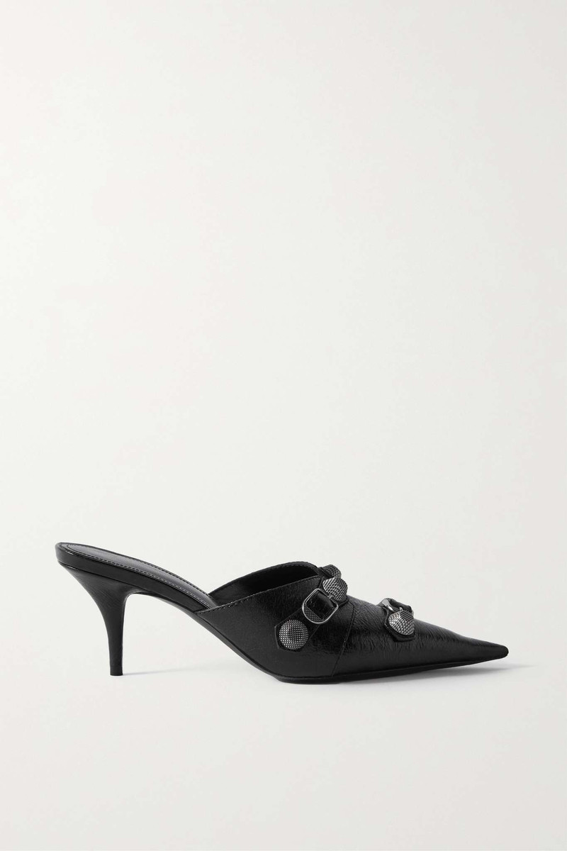 Cagole studded crinkled-leather mules - 1