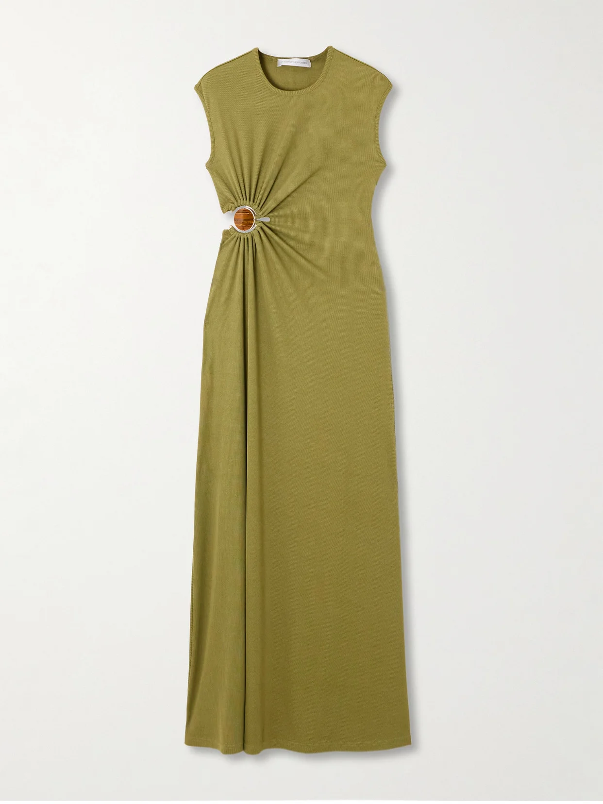 Cutout Embellished Ribbed-jersey Maxi Dress - 1