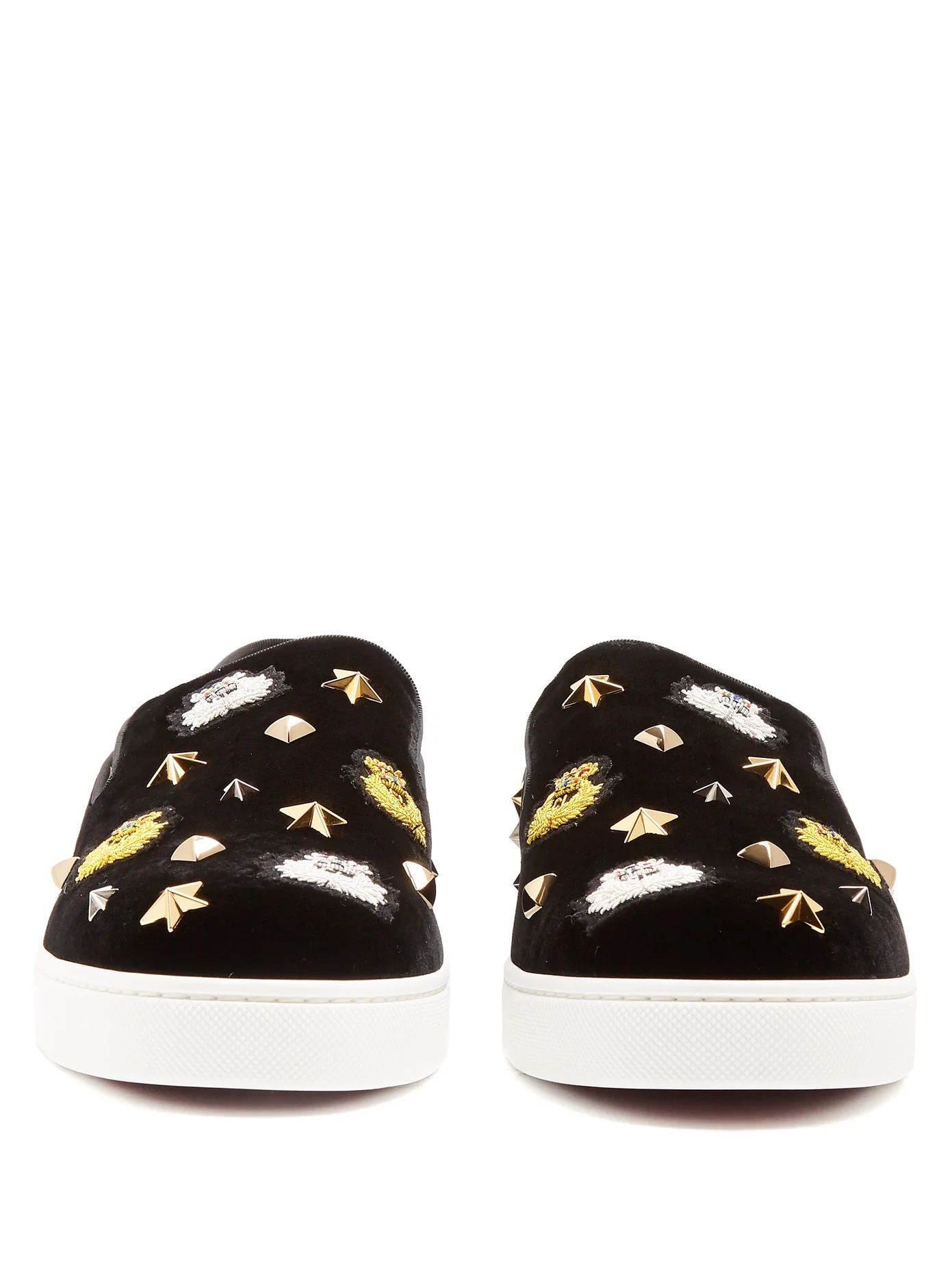 Miss Academy crest-embroidered velvet trainers - 5