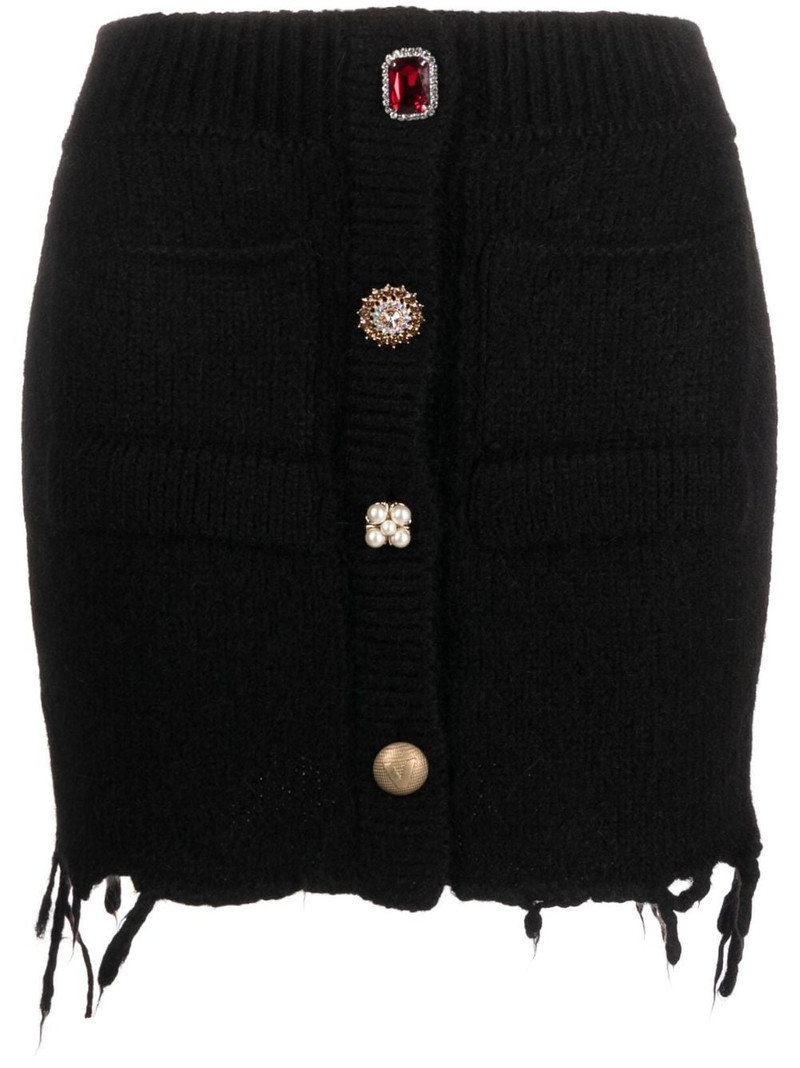 knitted rhinestone-embellished miniskirt 1
