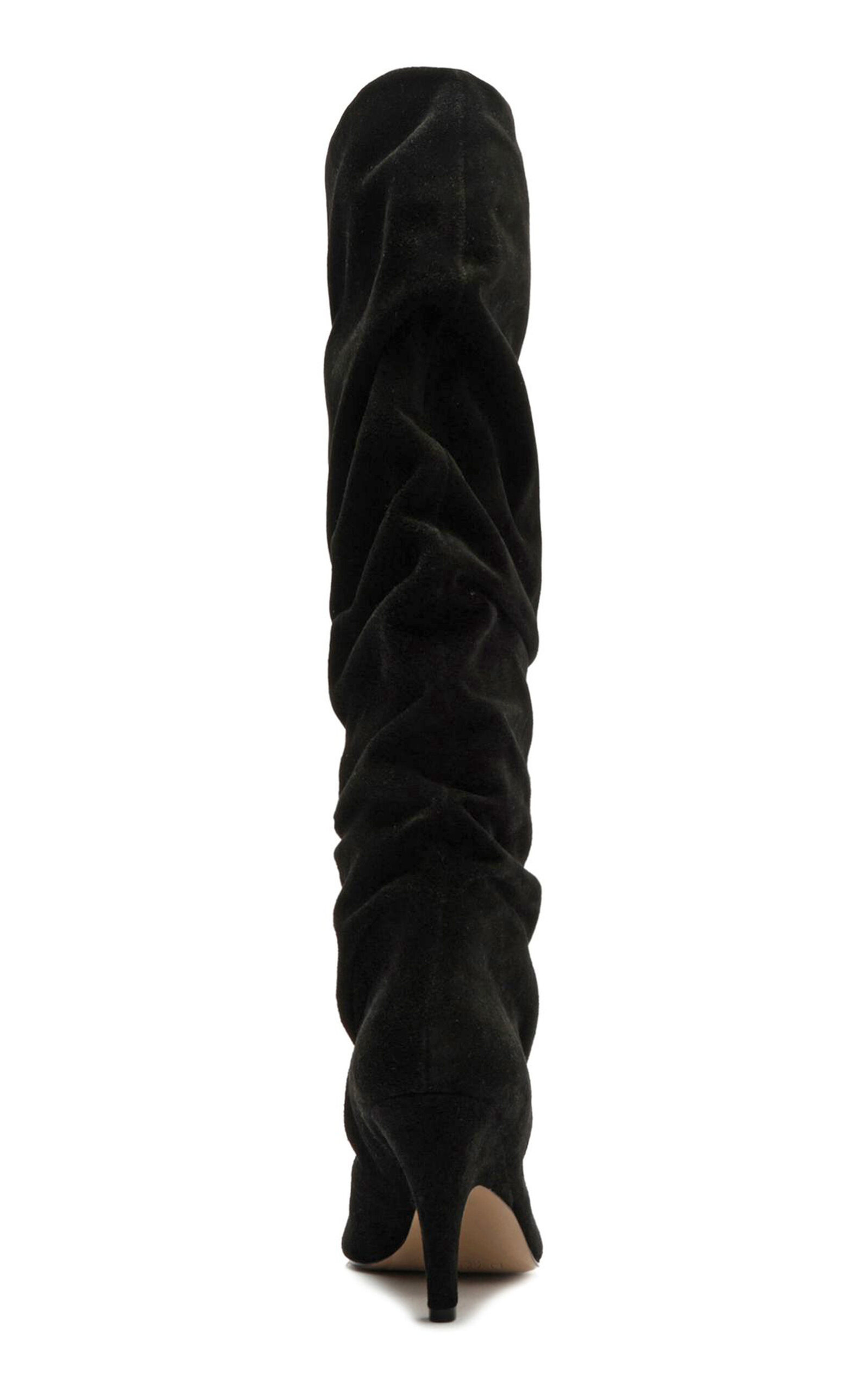 Tati Scrunched Suede Knee Boots black - 4