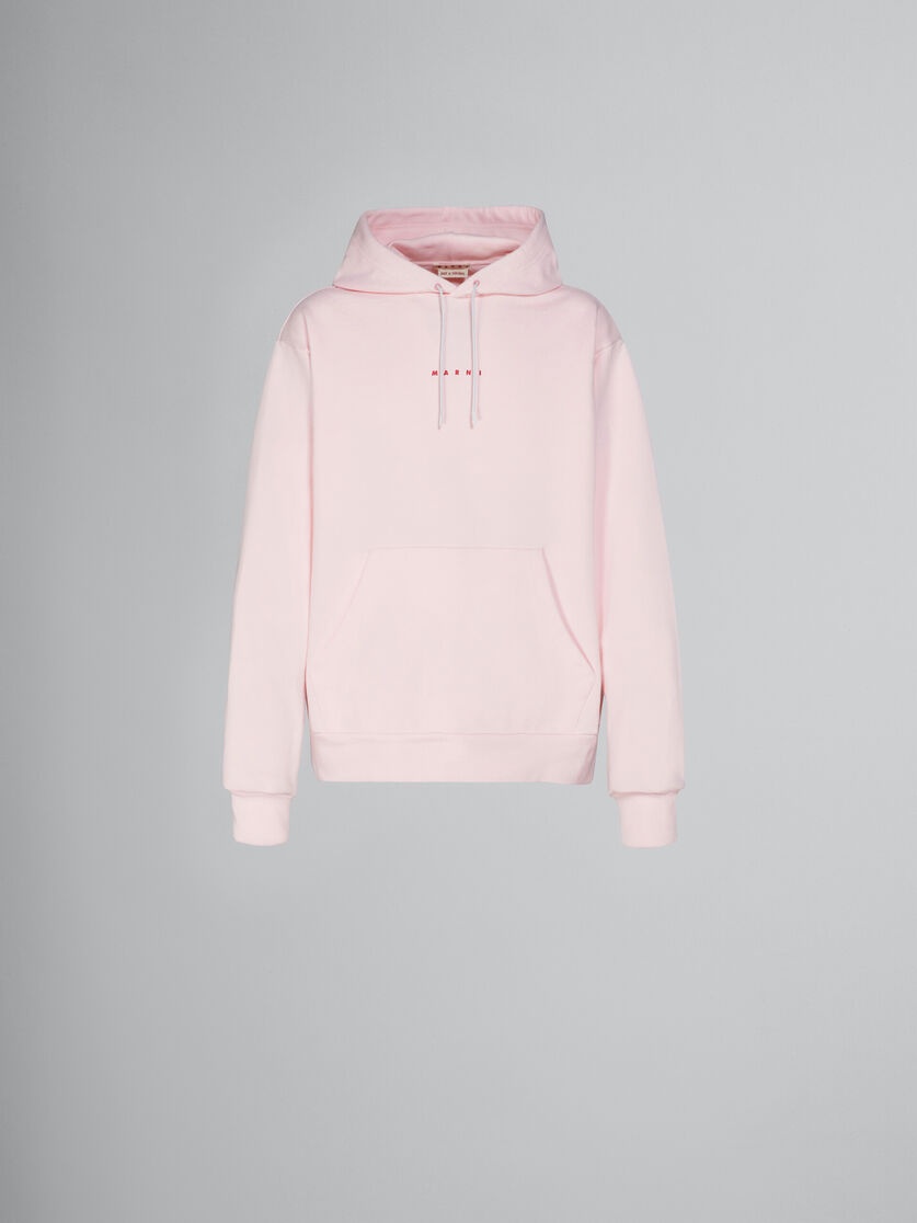PINK BIO COTTON HOODIE WITH MARNI PRINT - 1