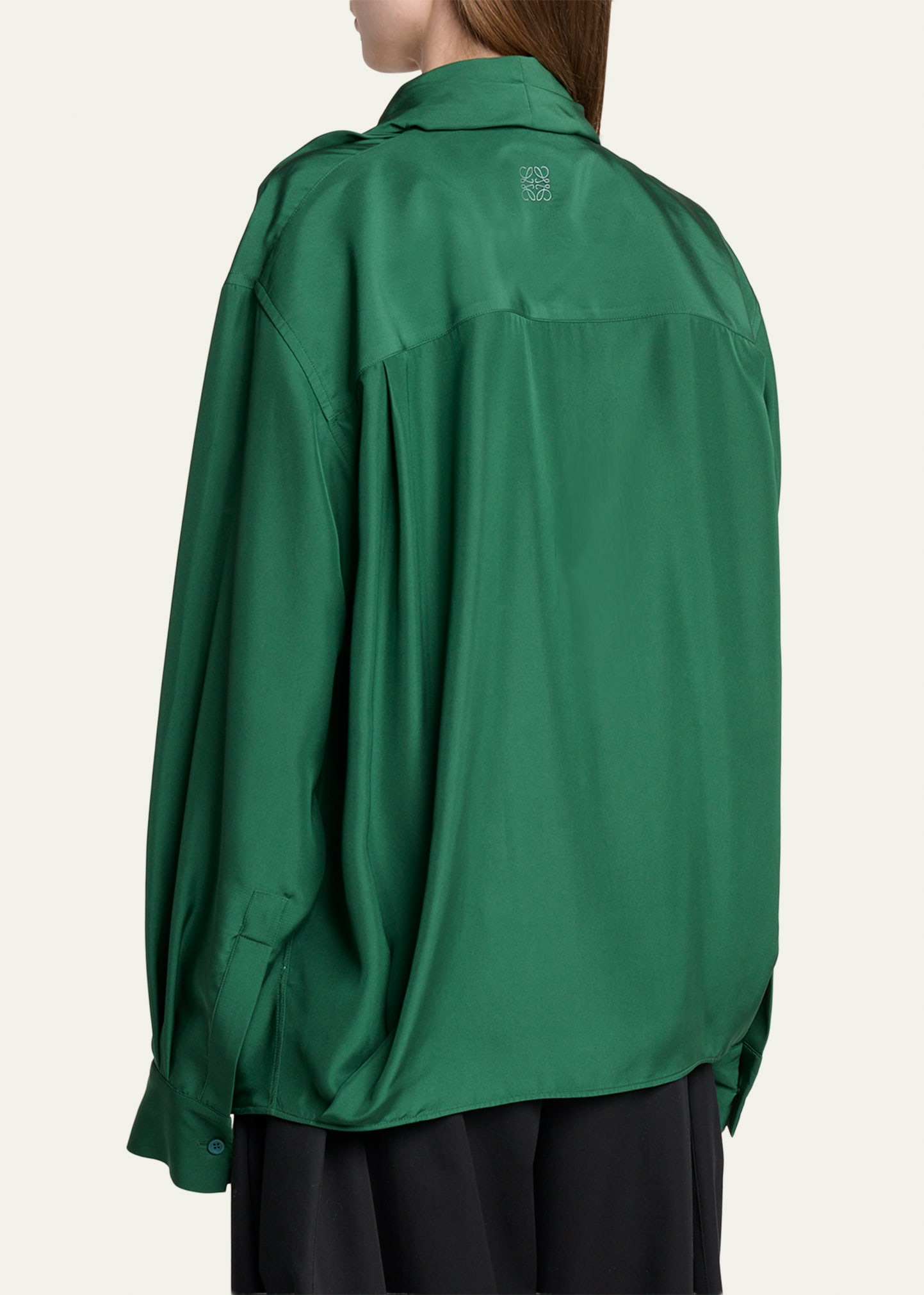 Charmeuse Balloon Button-Down Shirt - 3