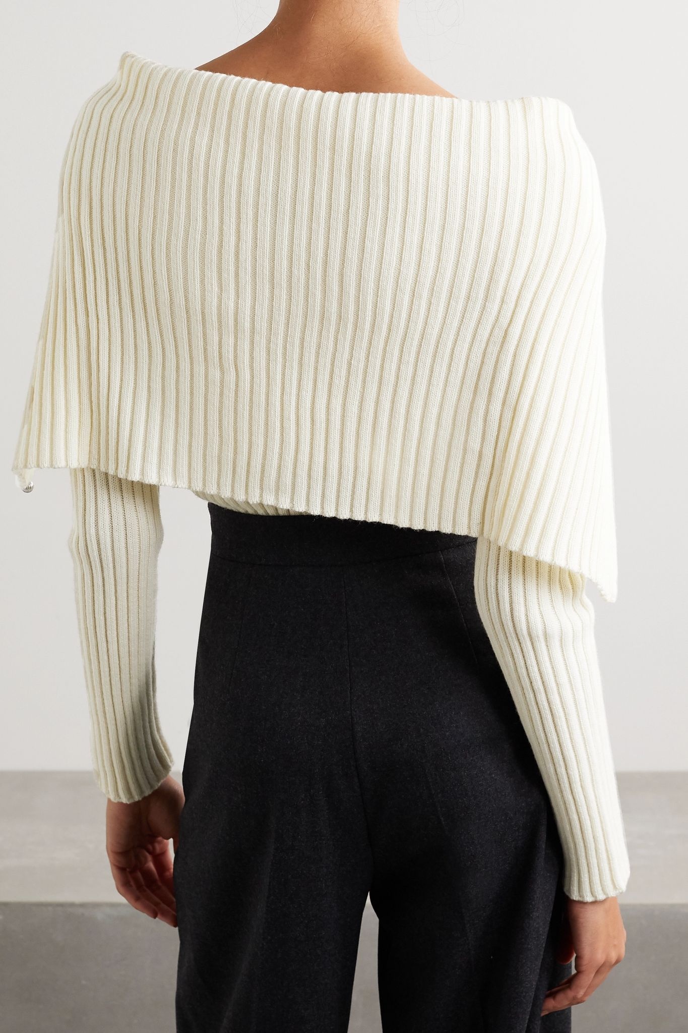 Cape-effect ribbed wool sweater  - 3