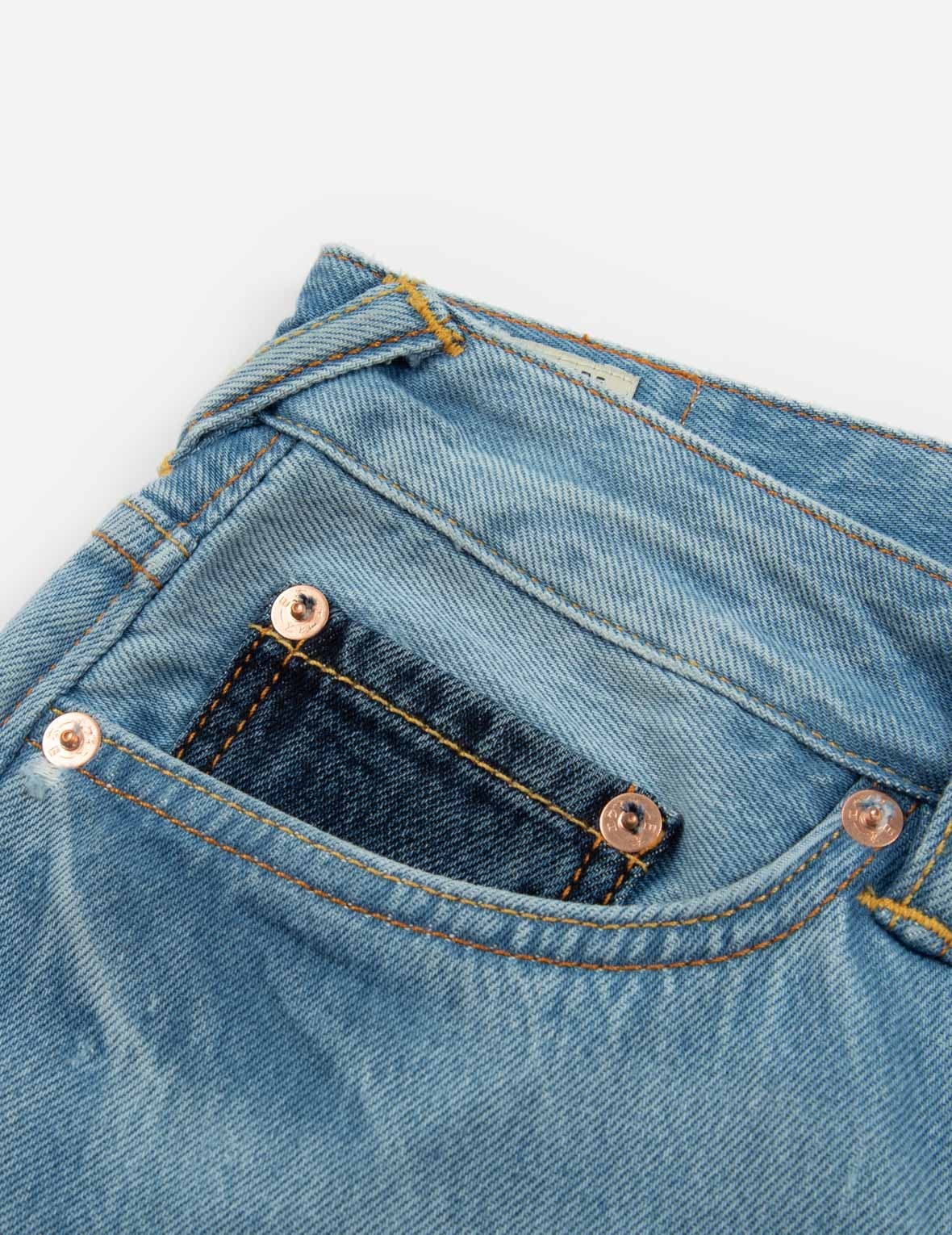 BRAND MOTTO PRINT FABRIC-BLOCKING BOYFRIEND JEANS - 10