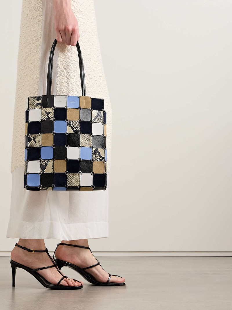 KHAITE Emma embellished paneled leather and suede shoulder bag Multi outlook
