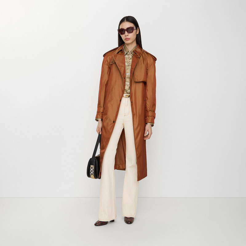 Long Nylon Blend Hooded Trench Coat 3