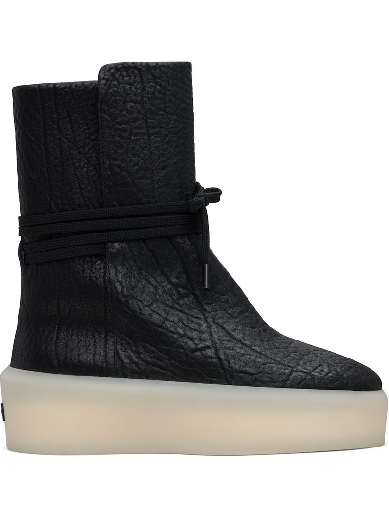 Black Pebbled Leather Boots 1