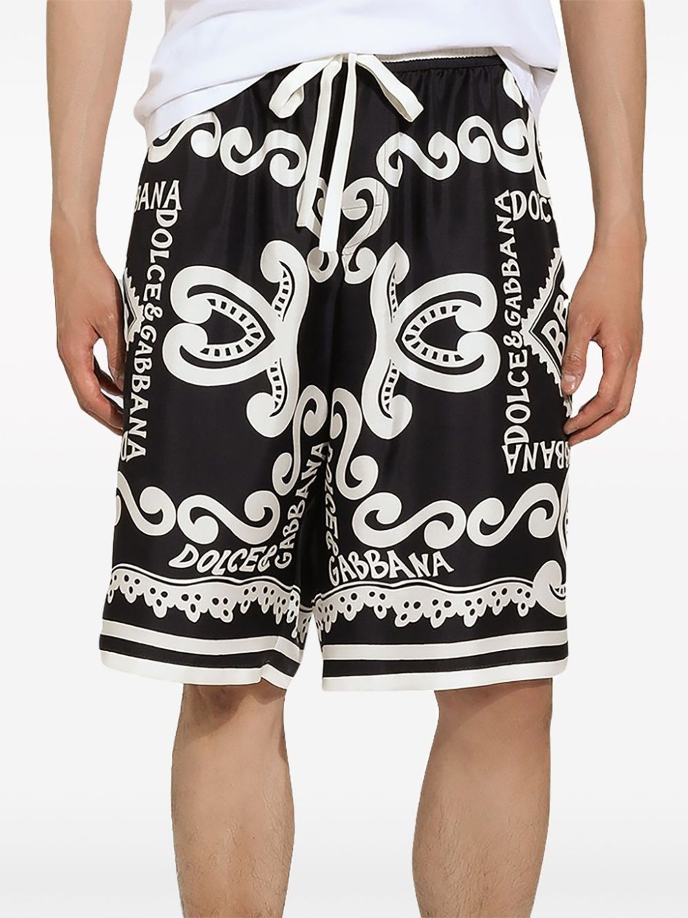 logo-print silk shorts - 6