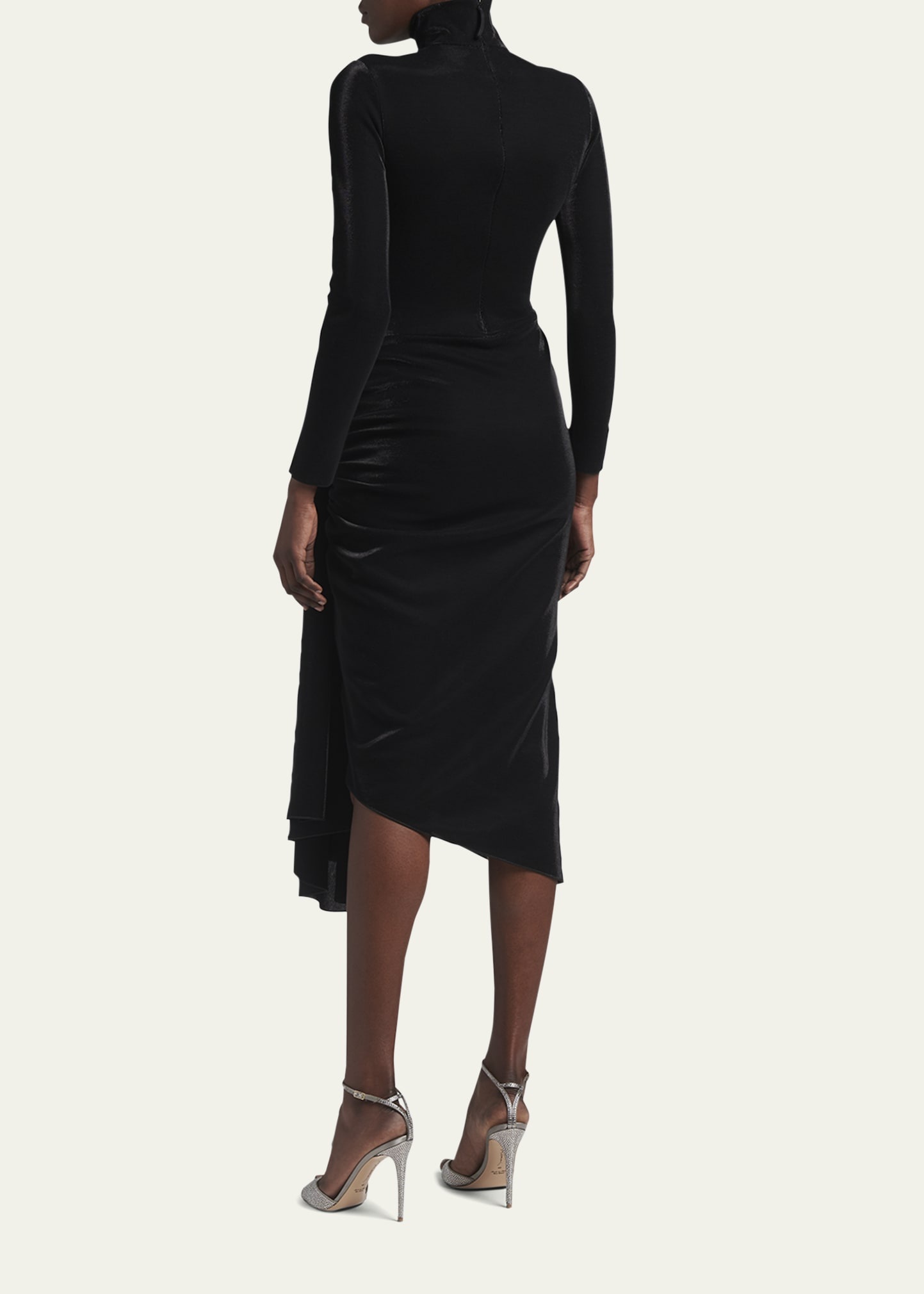 Draped Iridescent Jersey Midi Dress - 3