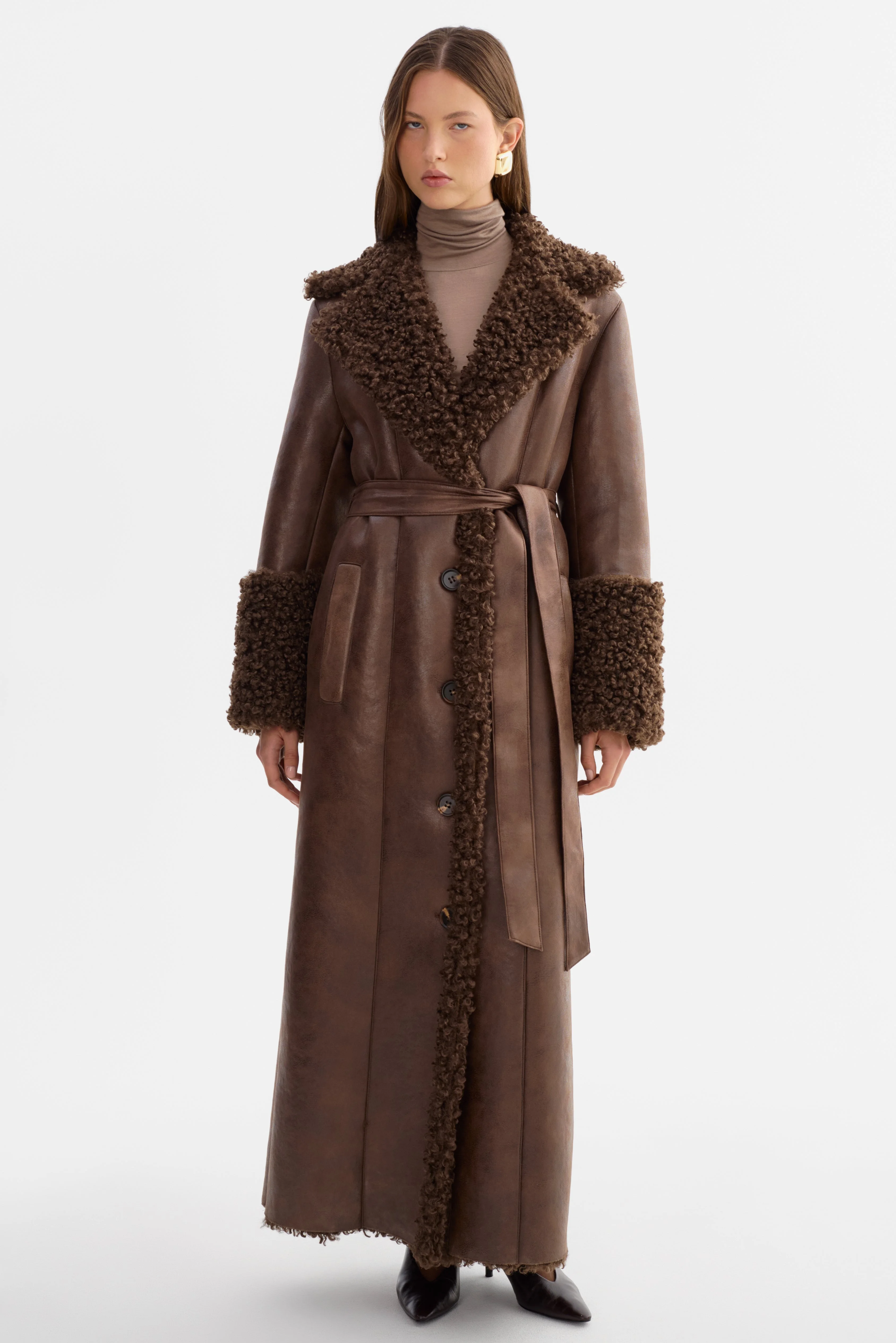 POLLY | Mixed Media Maxi Coat - 1