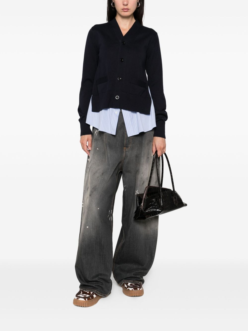 buttoned layered cardigan - 2