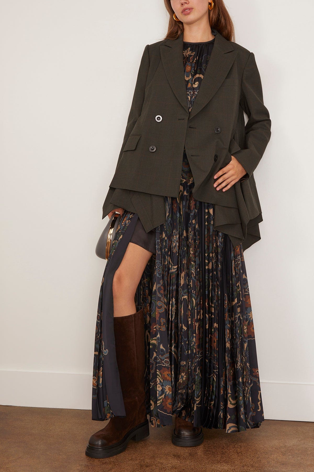 Glen Check Jacket in Khaki - 2