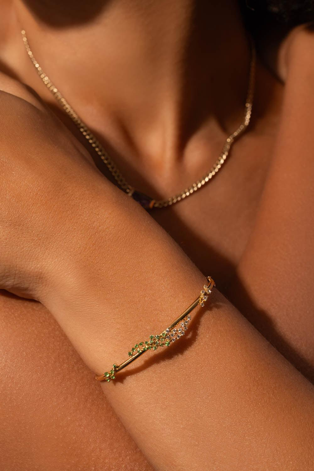 Green Ombre Scatter Bangle Bracelet - 3