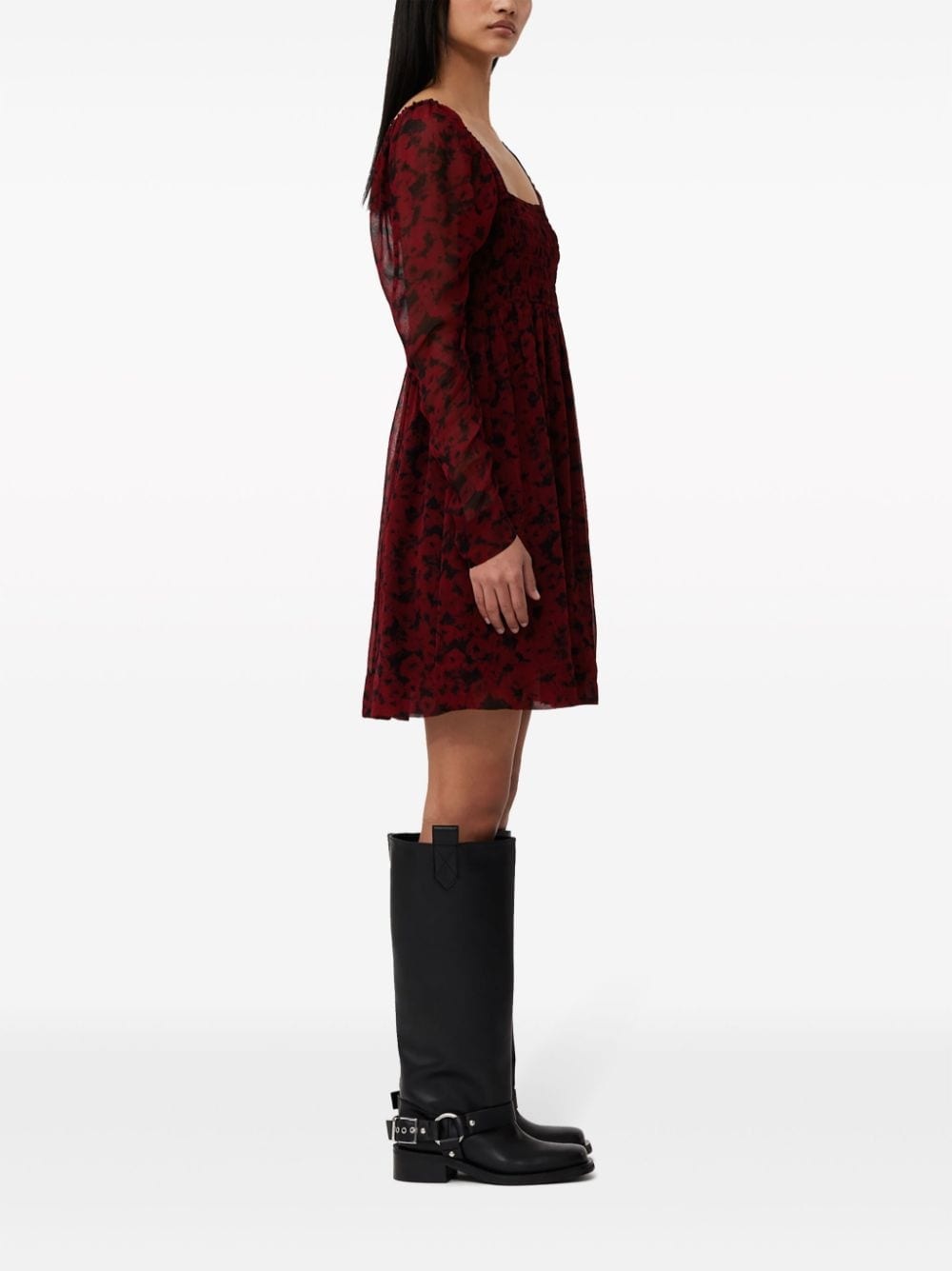 square-neck georgette minidress - 3