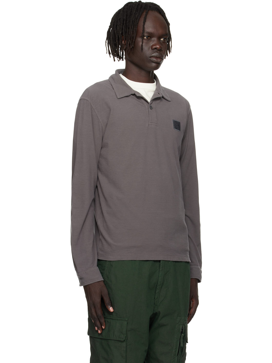 Gray 2200011 Long Sleeve Cotton Jersey Polo - 2