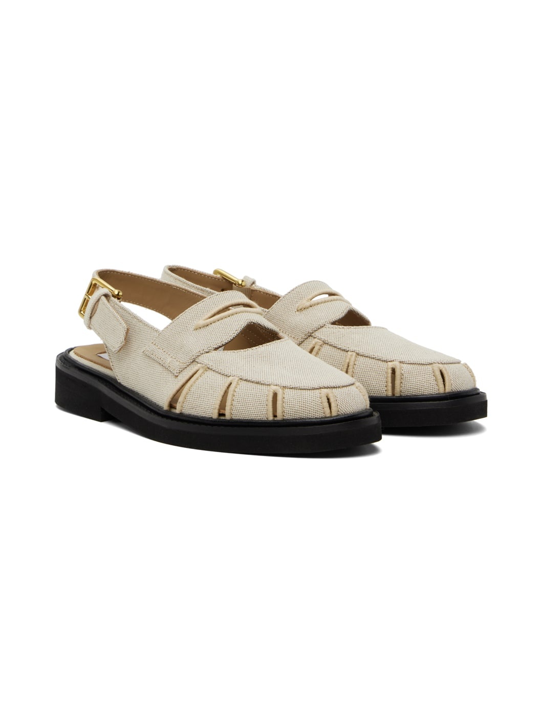 Beige Slingback Cutout Sandals - 4