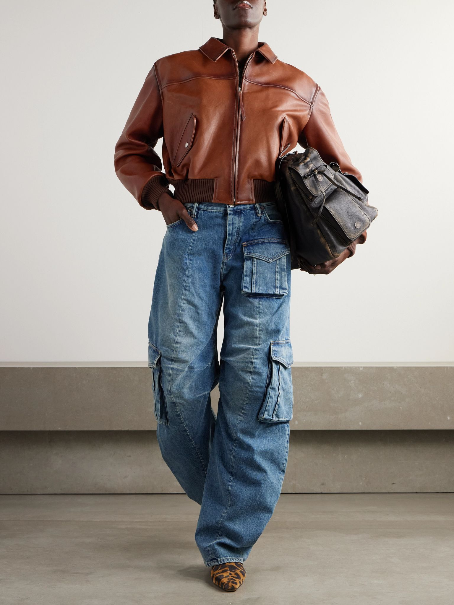 Leather jacket Brown - 2