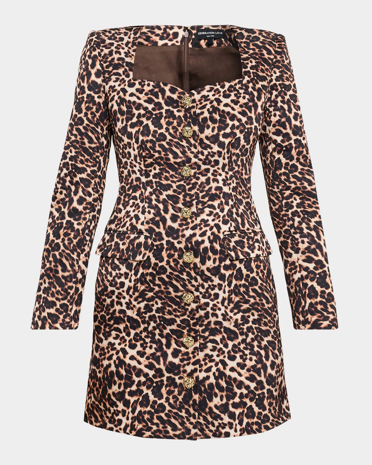 Odelia Leopard Satin Mini Dress - 1
