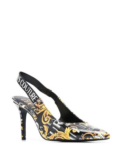 VERSACE JEANS COUTURE logo-print 90mm slingback pumps outlook