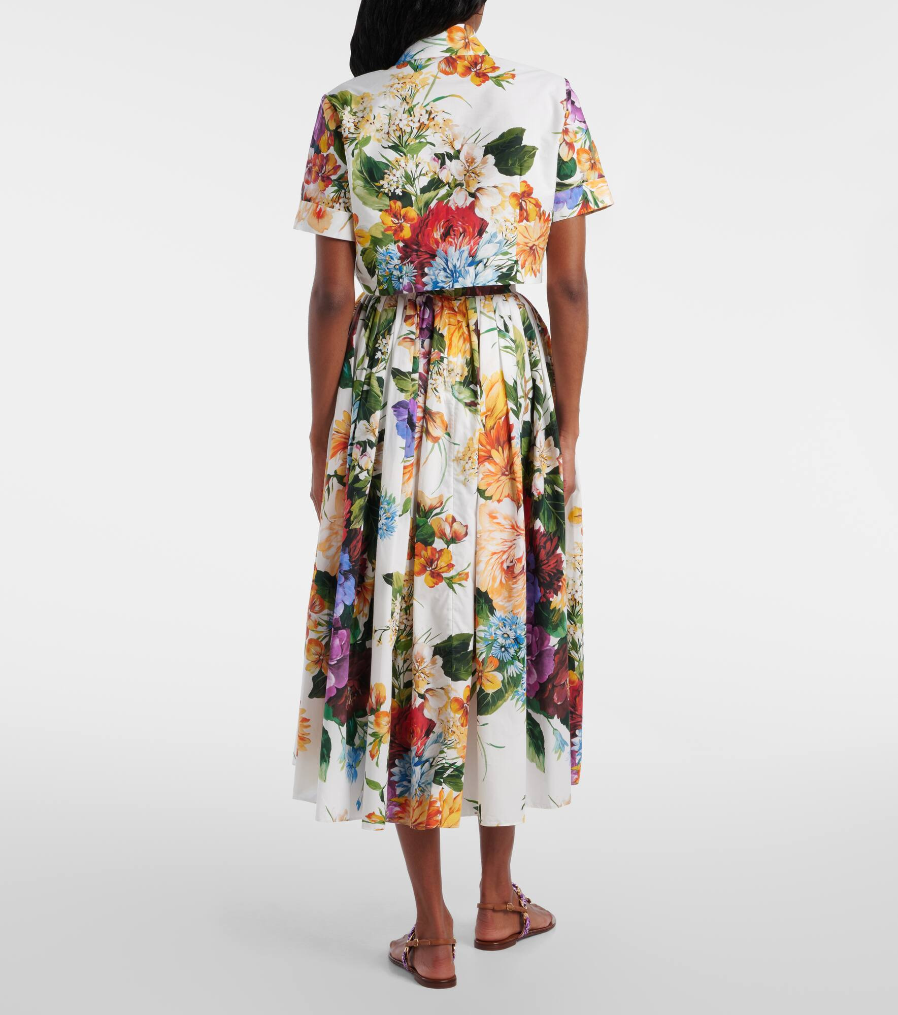 Floral gathered cotton midi skirt - 3
