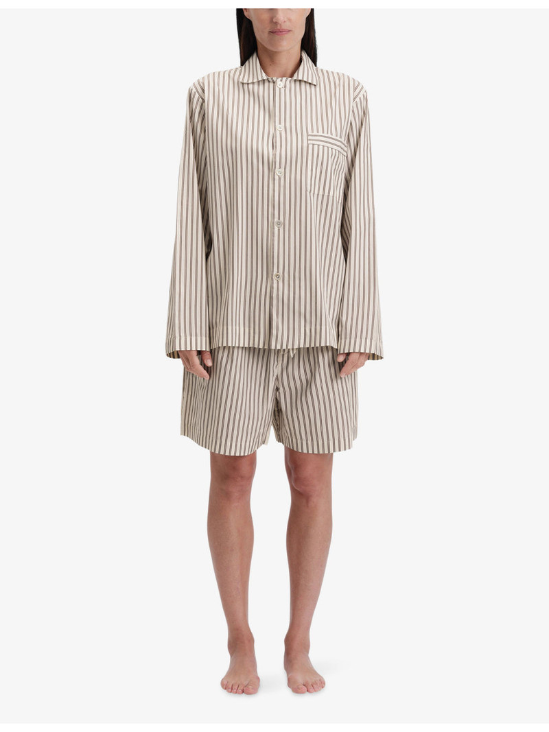 TEKLA Striped Elasticated-Waist Cotton-Poplin Shorts outlook