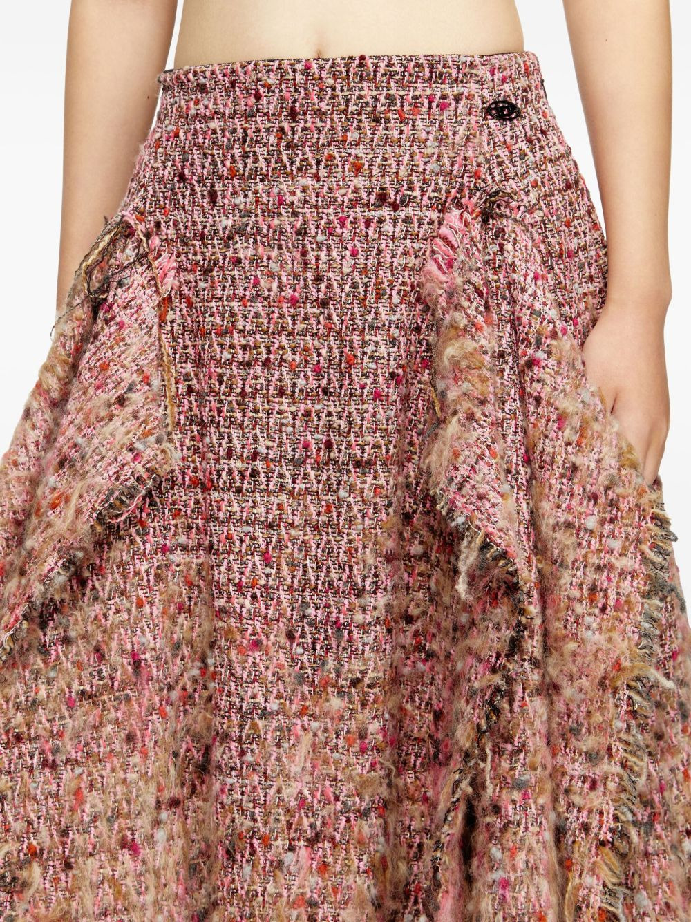 bouclé frayed asymmetrical skirt - 5