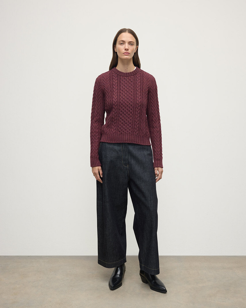 Johnstons of Elgin Aran Cable Purple Cashmere Jumper outlook