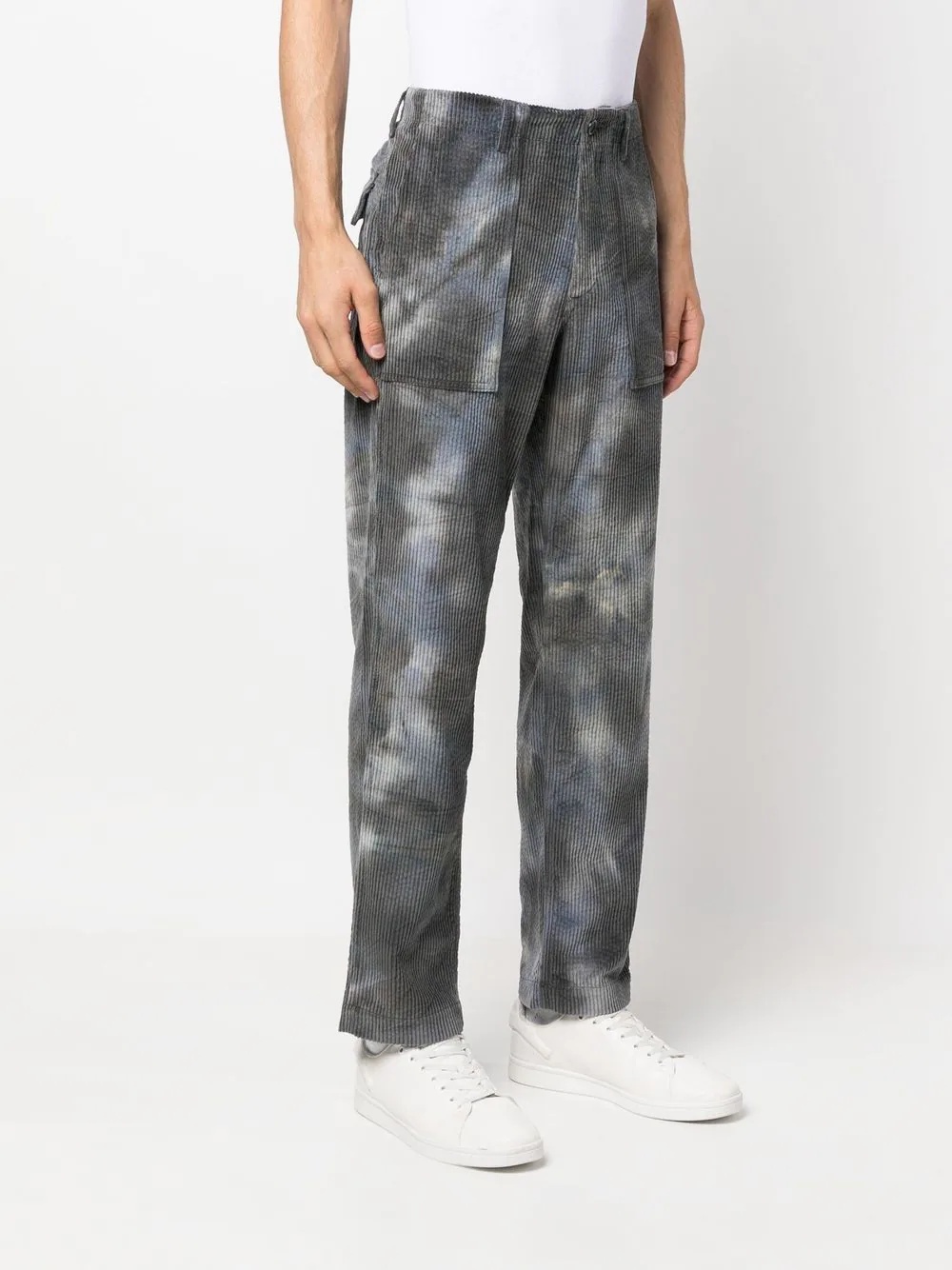 tie dye-print corduroy trousers - 3