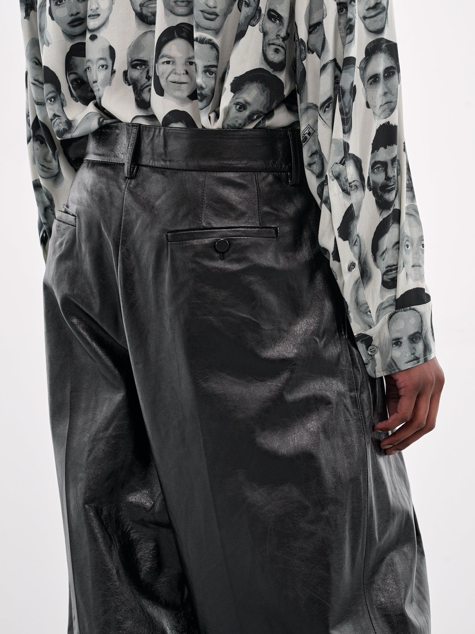 Wide Leg Leather Trousers - 5