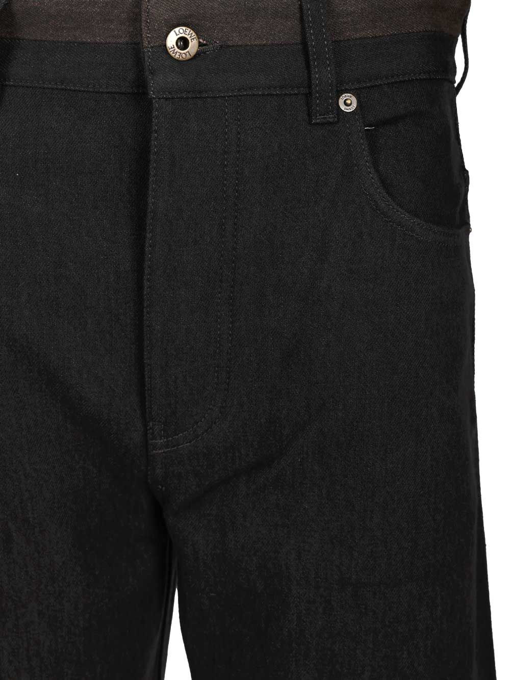 Cuffed Denim Jeans Trousers Black - 4