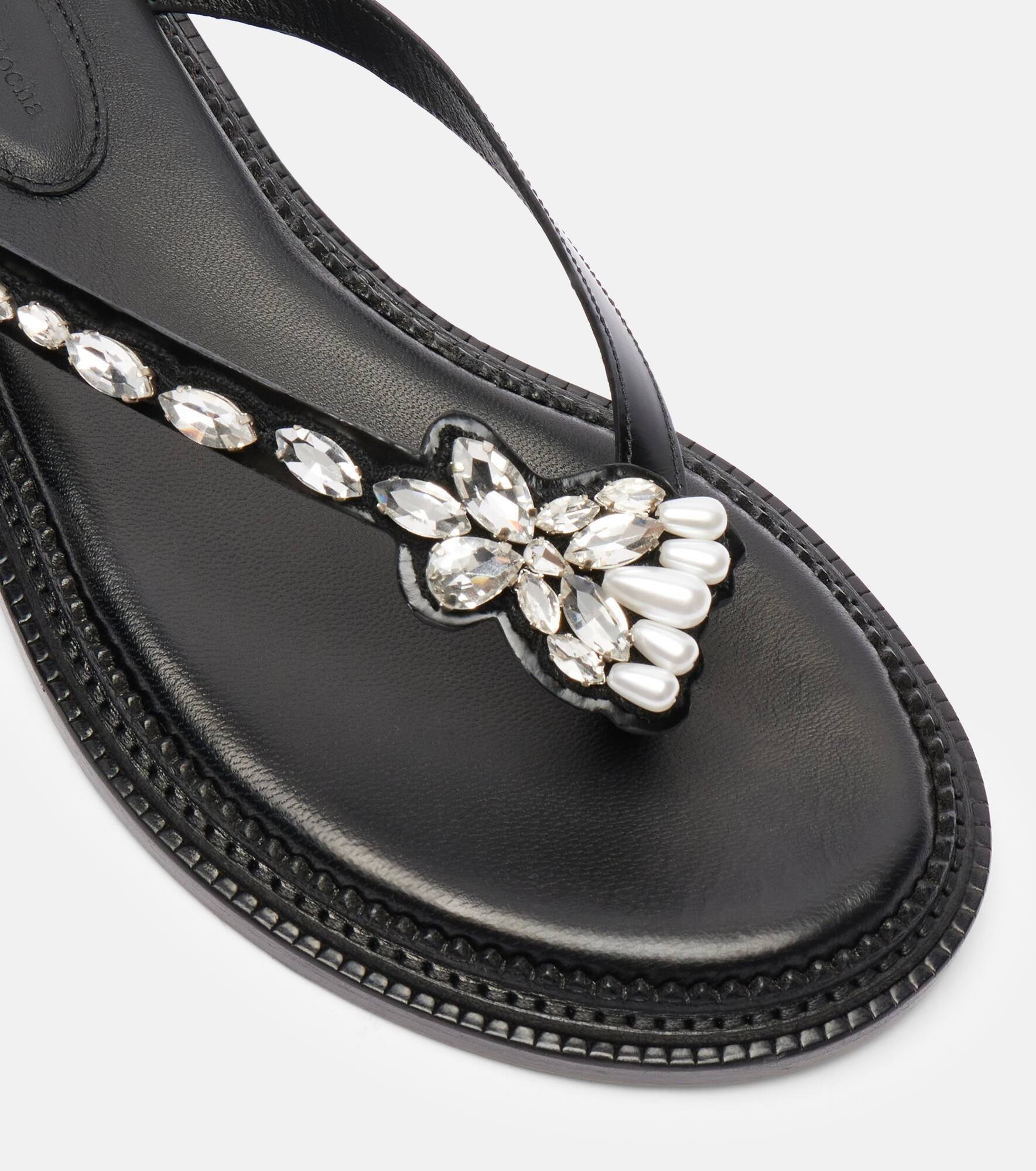 Embellished leather thong sandals - 5