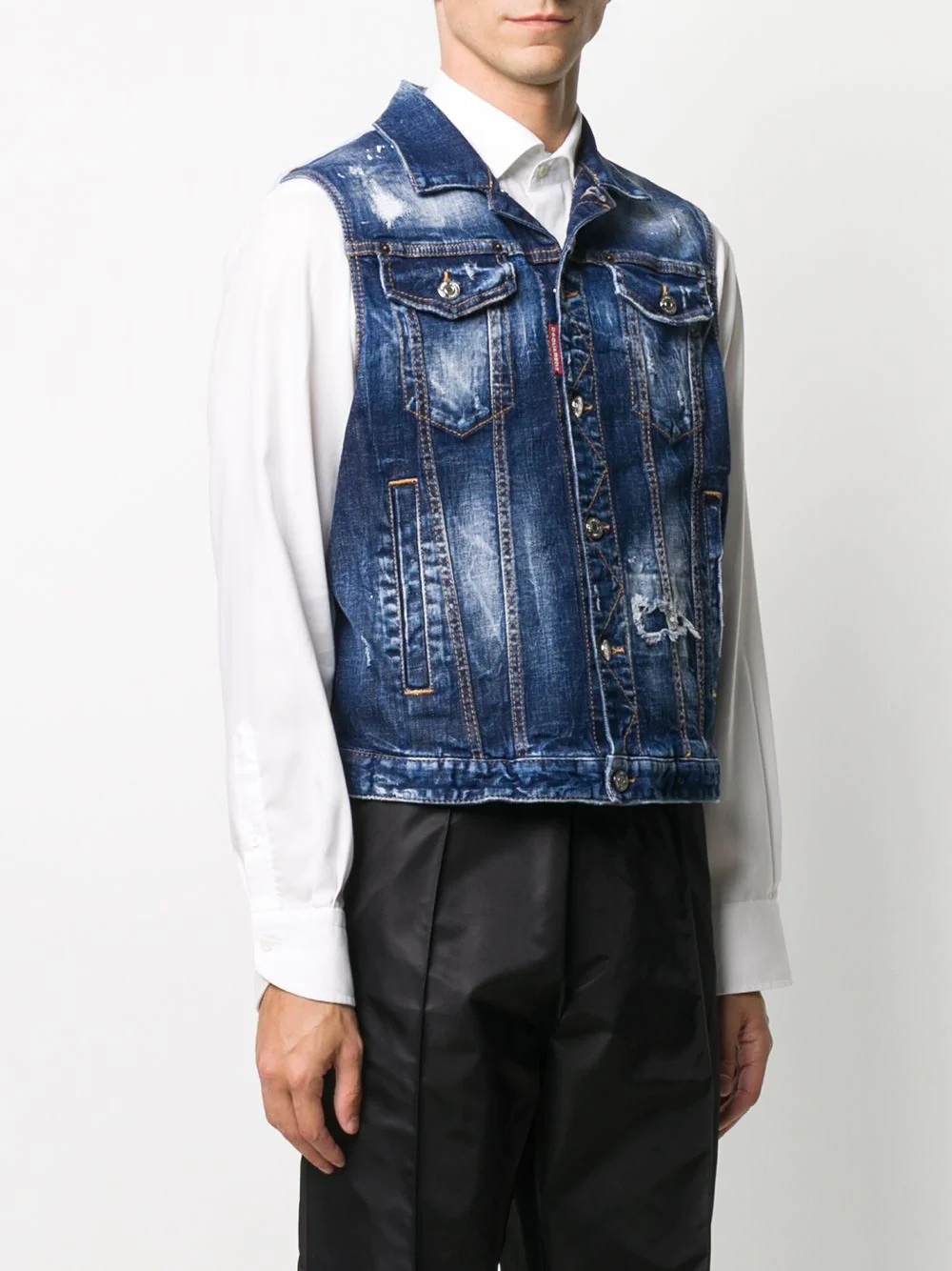 sleeveless denim waistcoat - 3