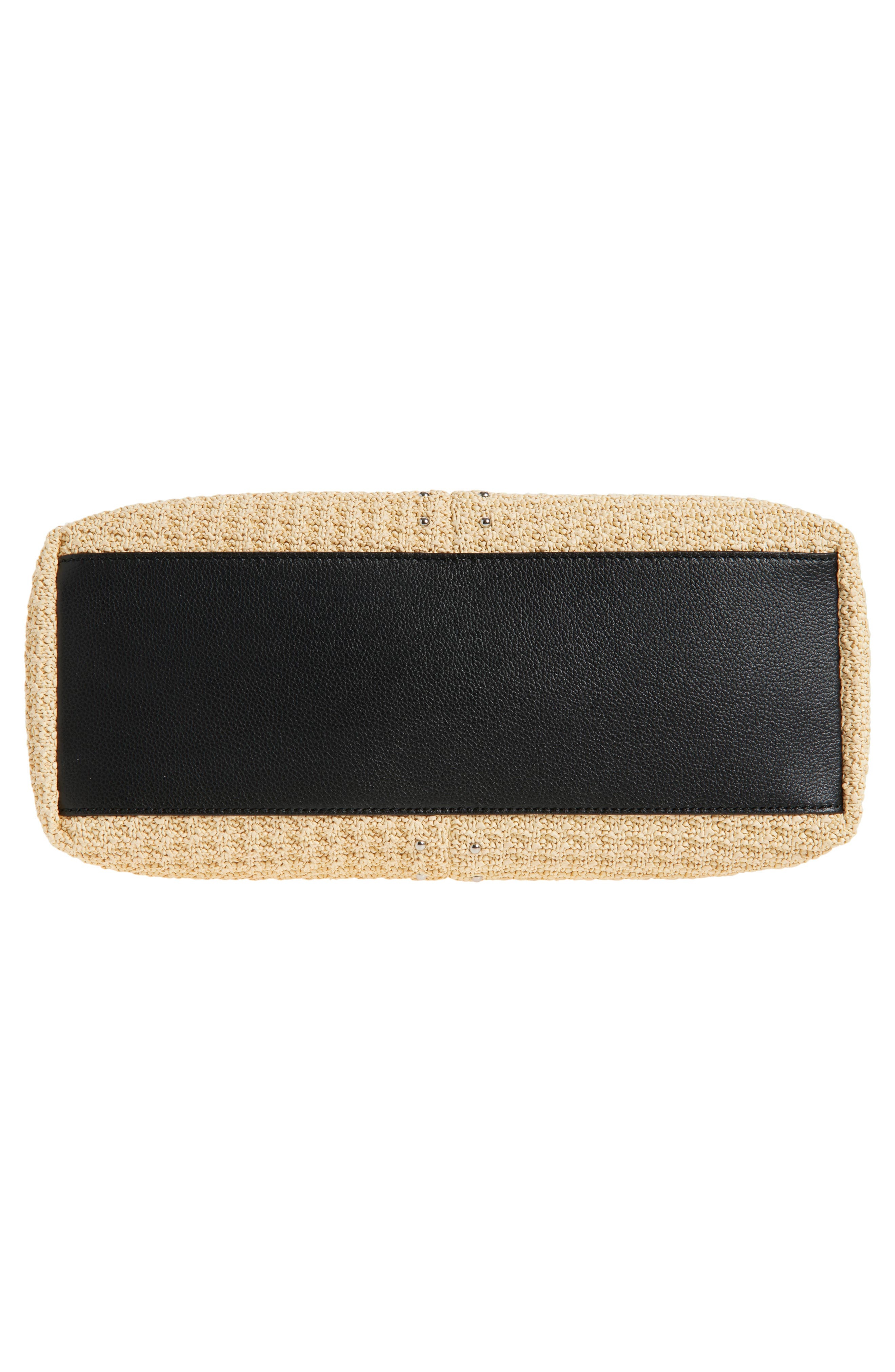 McQueen T-Bar Sling Studded Raffia & Leather Shoulder Bag in Natural/Black/Silver at Nordstrom - 7