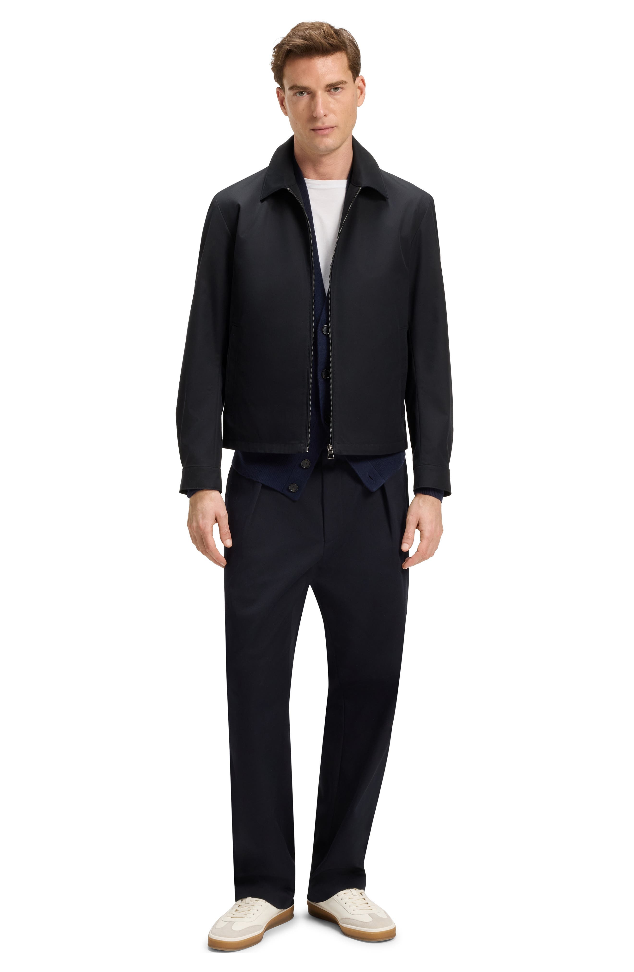 BOSS x BECKHAM Cotton Blend Zip Jacket in Dark Blue at Nordstrom - 7