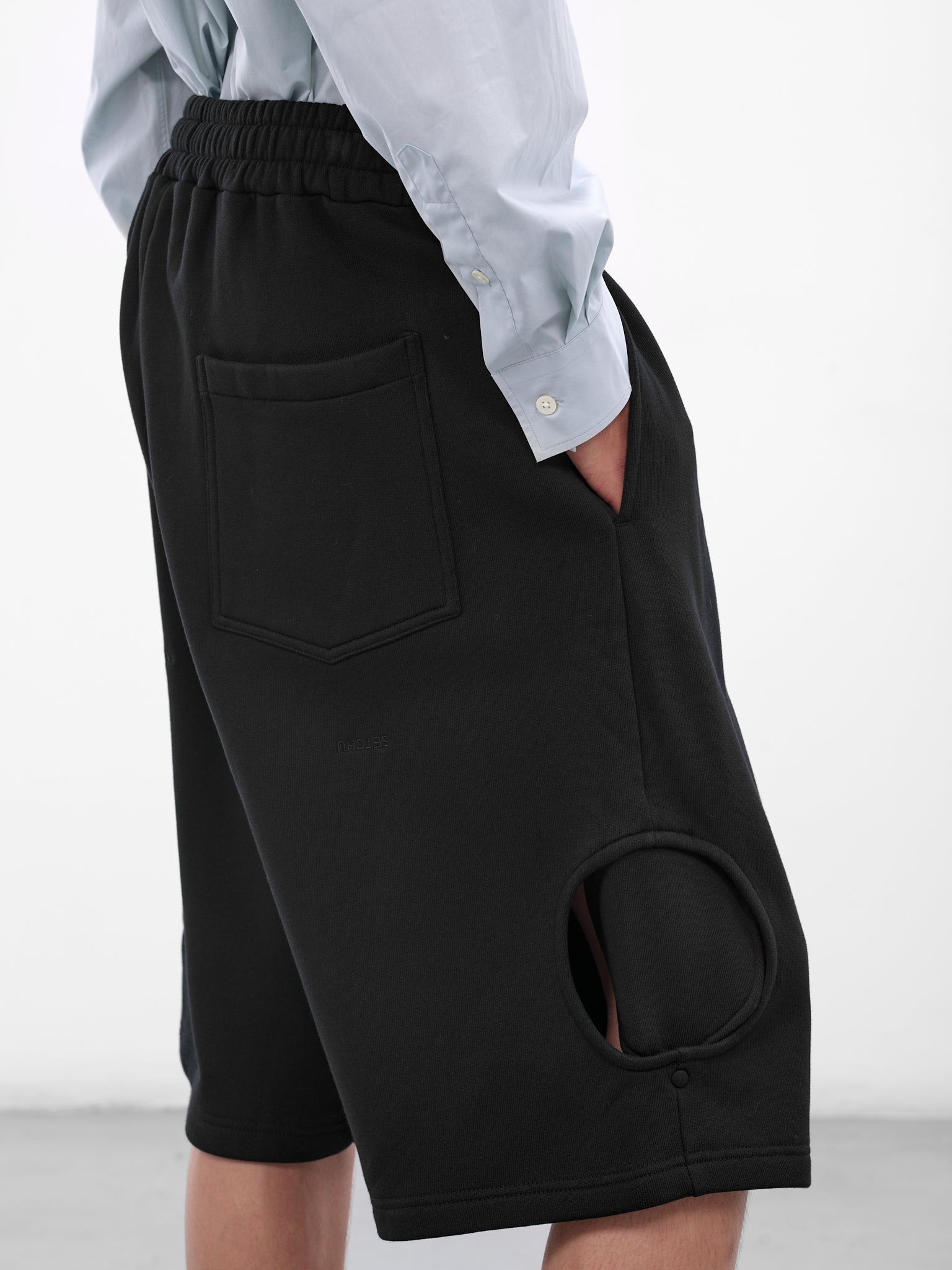Black Cotton Baggy Bermuda Shorts - 5