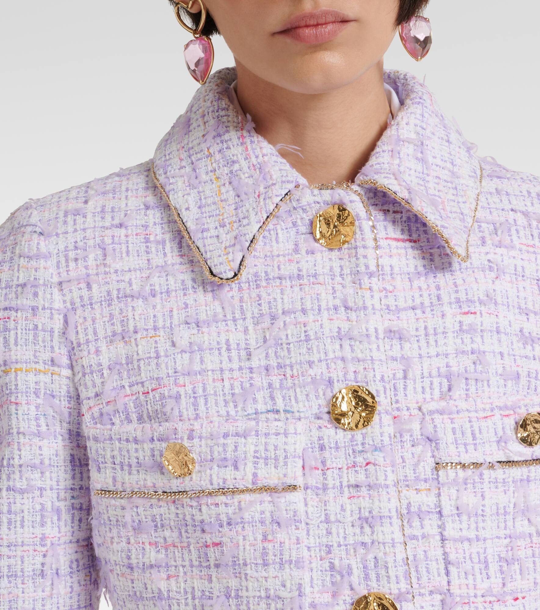 Cropped cotton-blend tweed jacket - 6