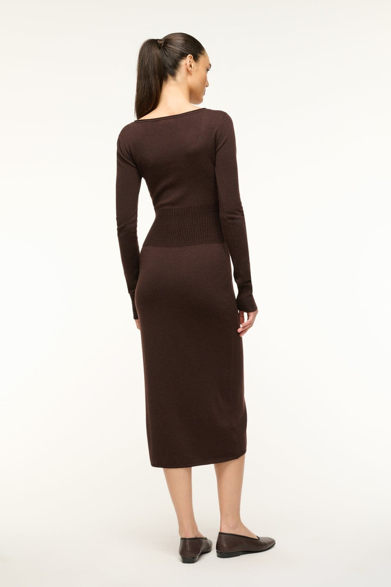 STAUD STAUD SABRINA DRESS DARK CHOCOLATE - R25R2160MW-DKCH | REVERSIBLE