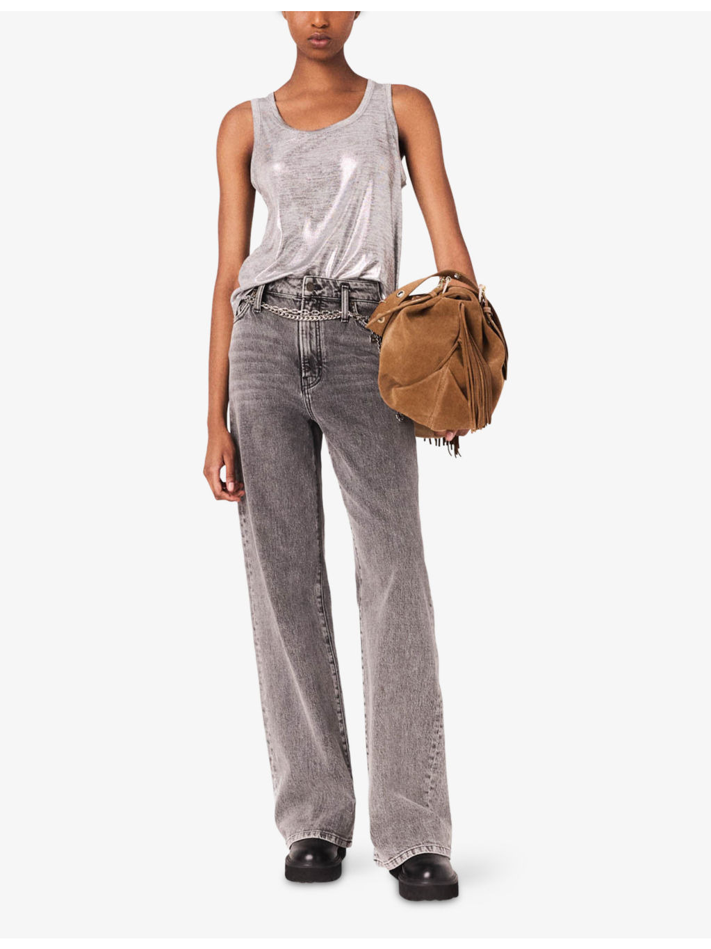 Metallic Scoop-Neck Stretch-Knit Vest Top - 2