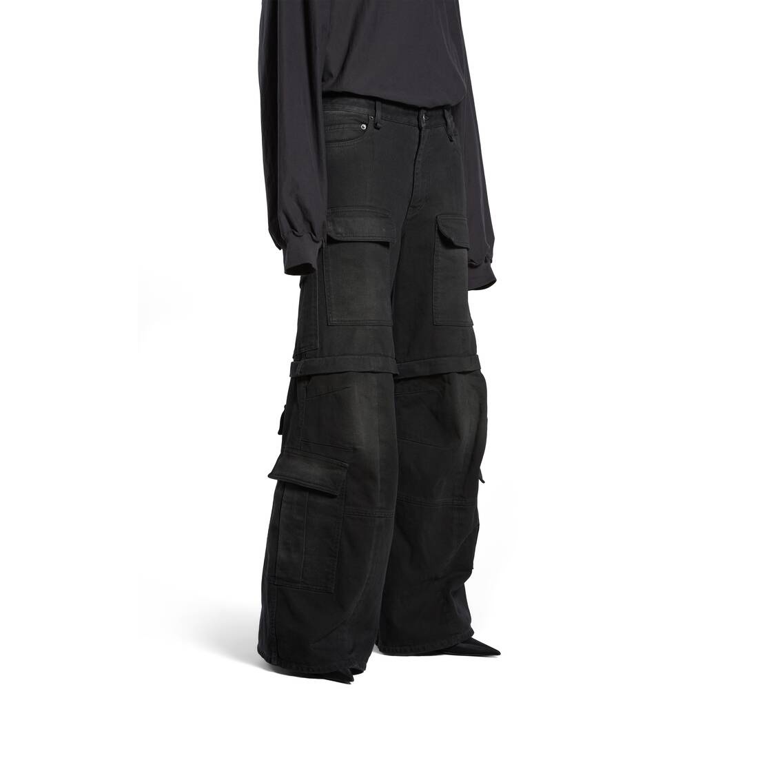 Flared Cargo Pants in Black - 6