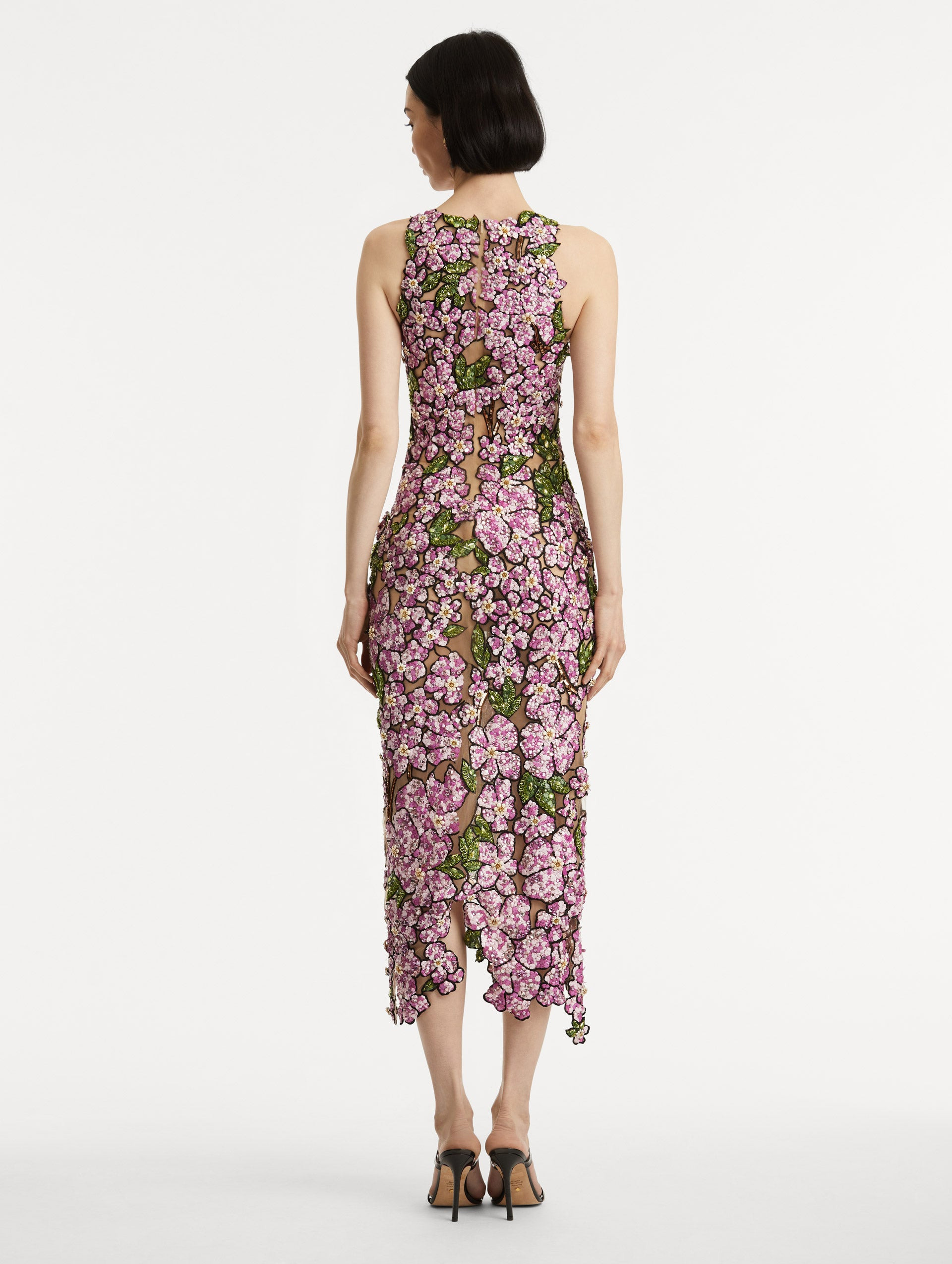 MOSAIC SEQUIN FLORAL EMBROIDERED DRESS - 3