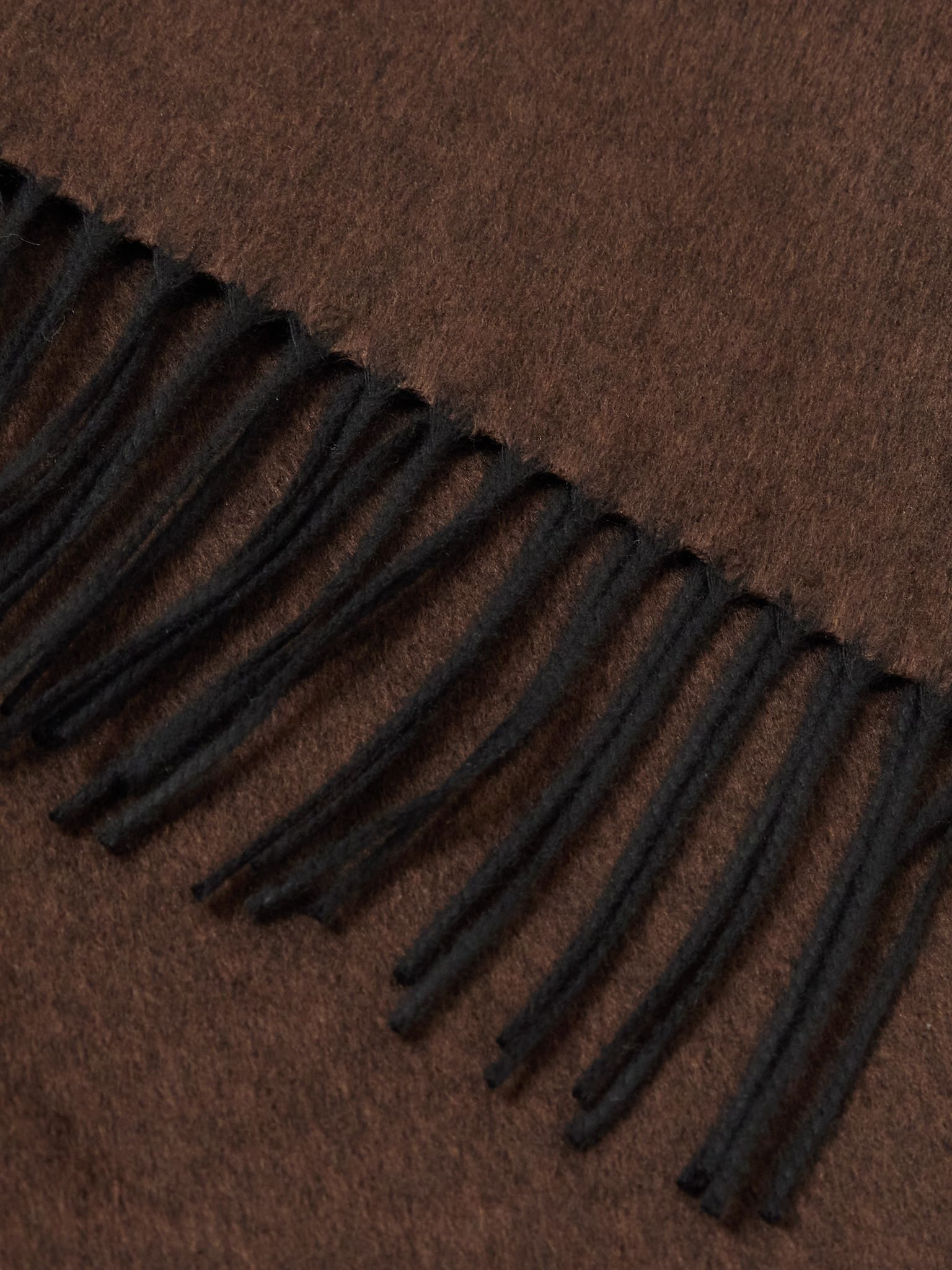 Blaine fringed silk and cashmere-blend scarf Chocolate - 3