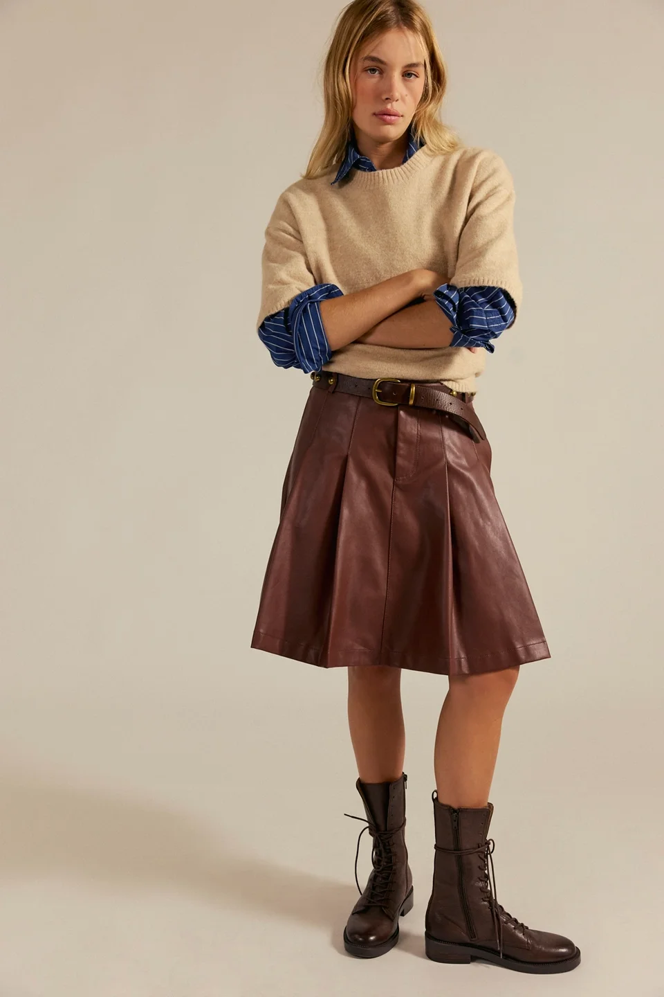 We The Free Vegan Pleated Midi Skirt - 1