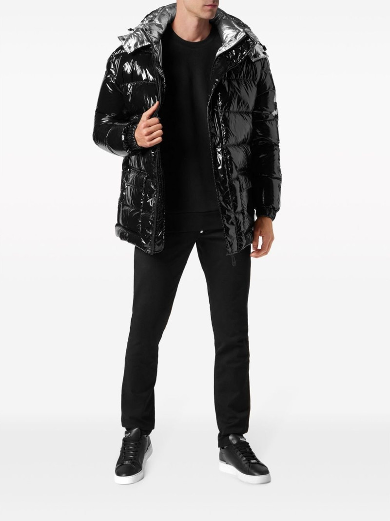 PHILIPP PLEIN skull-print detachable-hood padded coat outlook