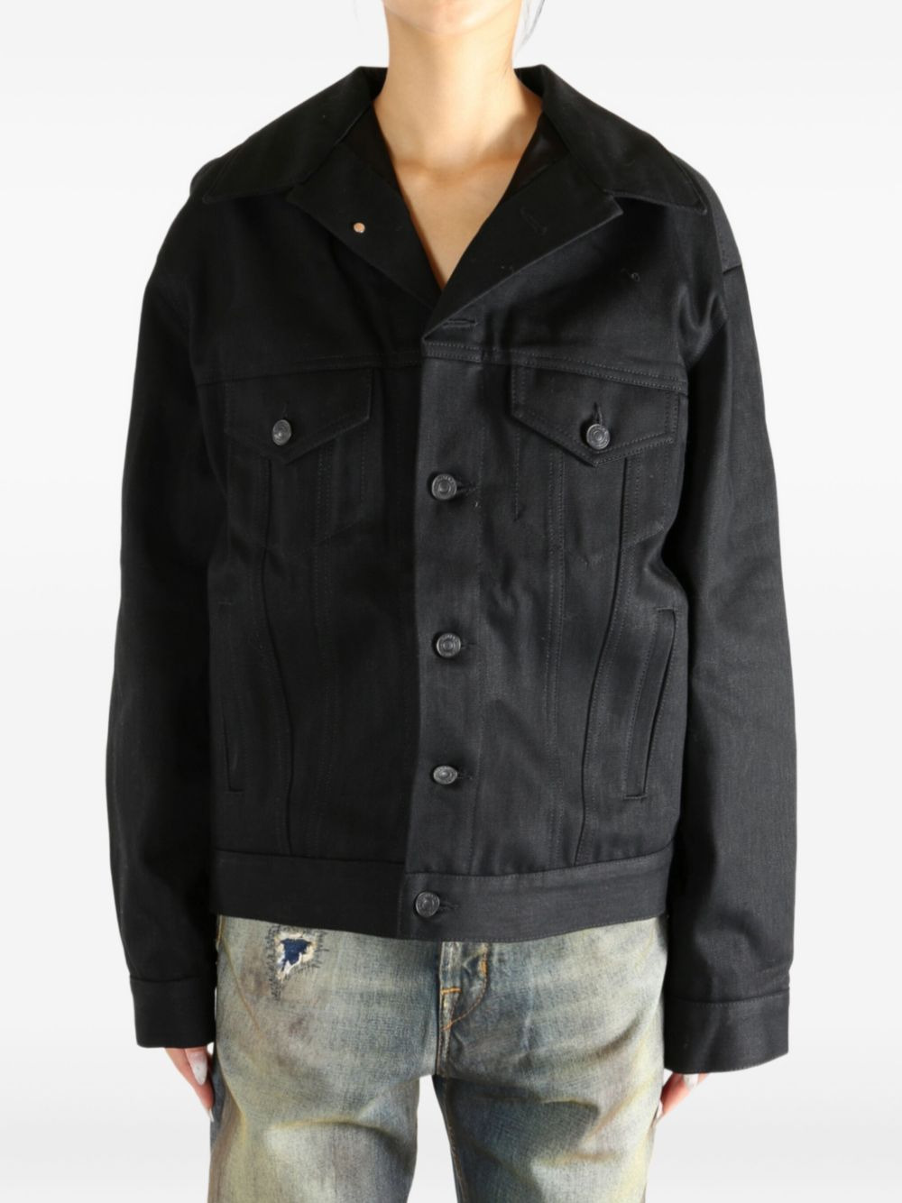button-fastening denim jacket - 2