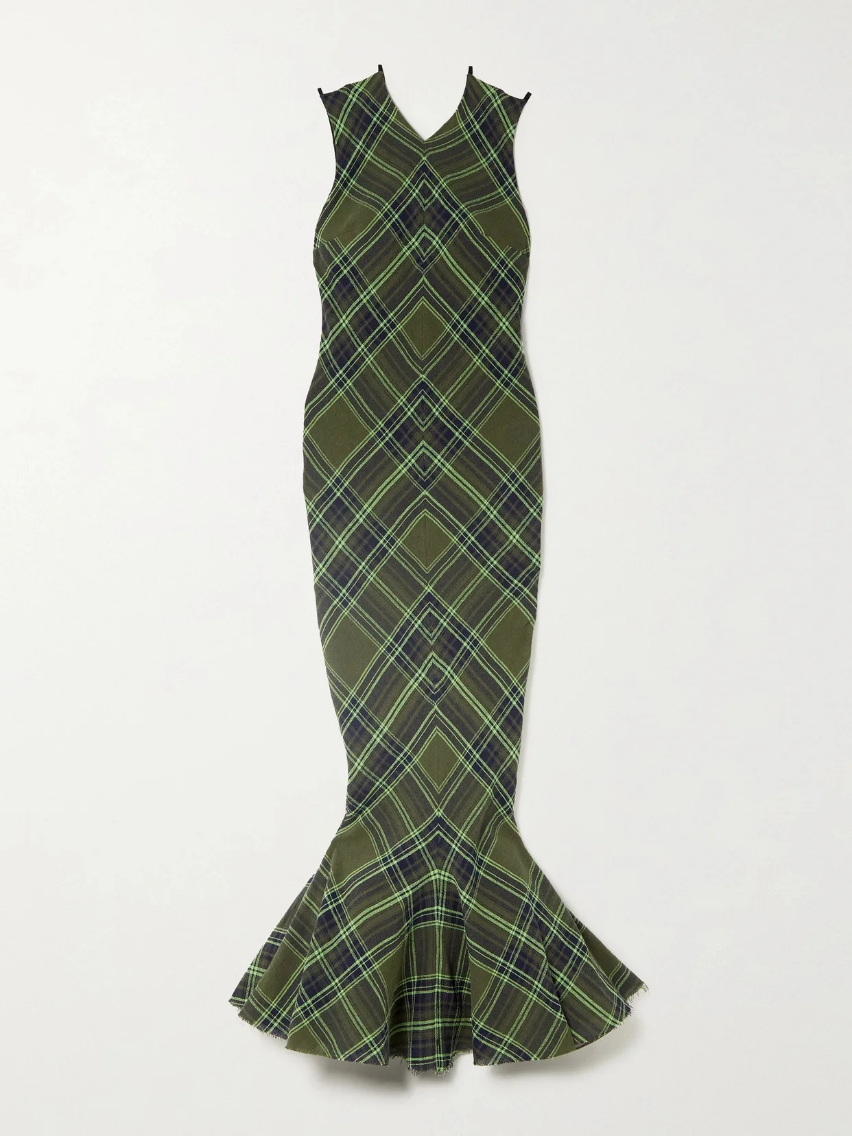 Fluted Checked Cotton-blend Gauze Midi Dress - 1