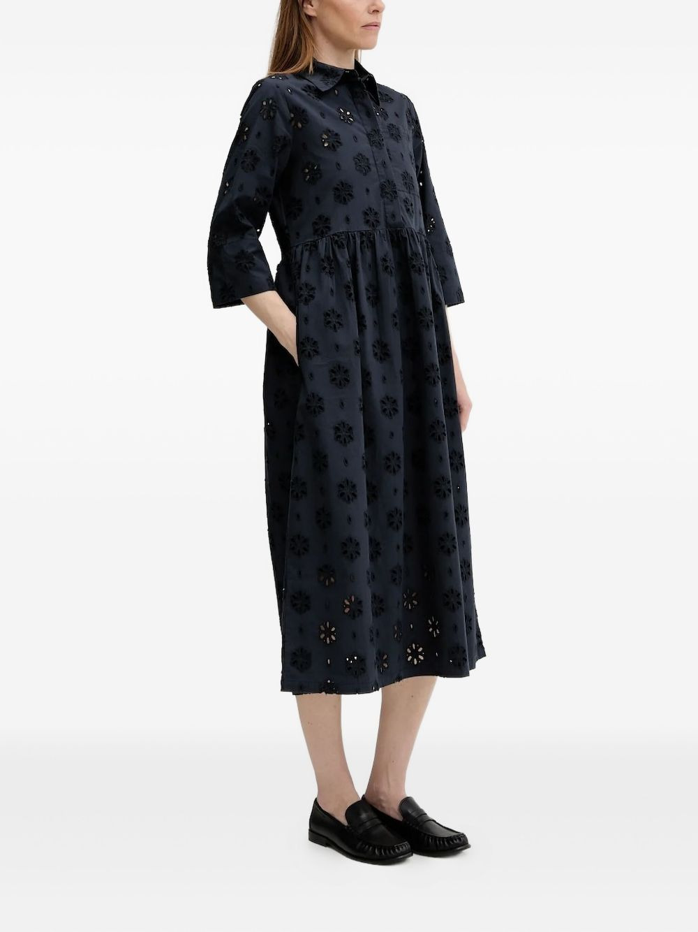 broderie-anglaise midi shirt dress - 2